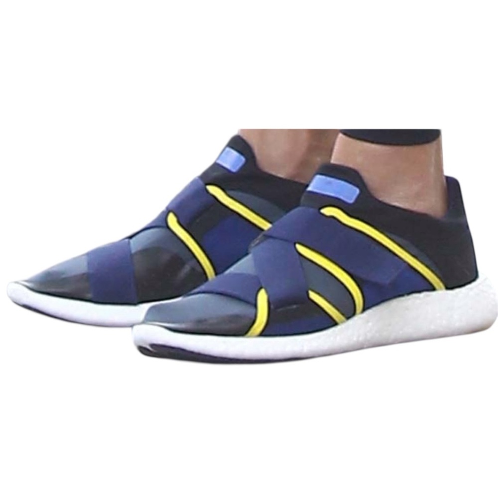 adidas Navy and Yellow Slip-On Athletic Sneakers